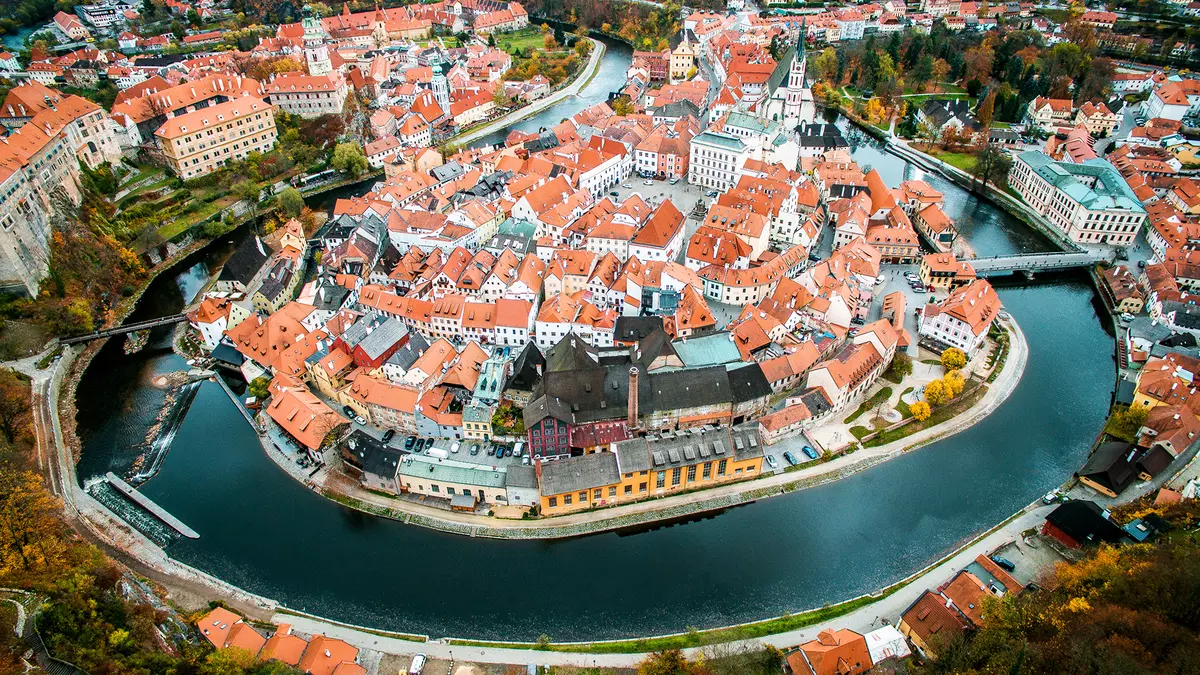 Cesky Krumlov aerial photo